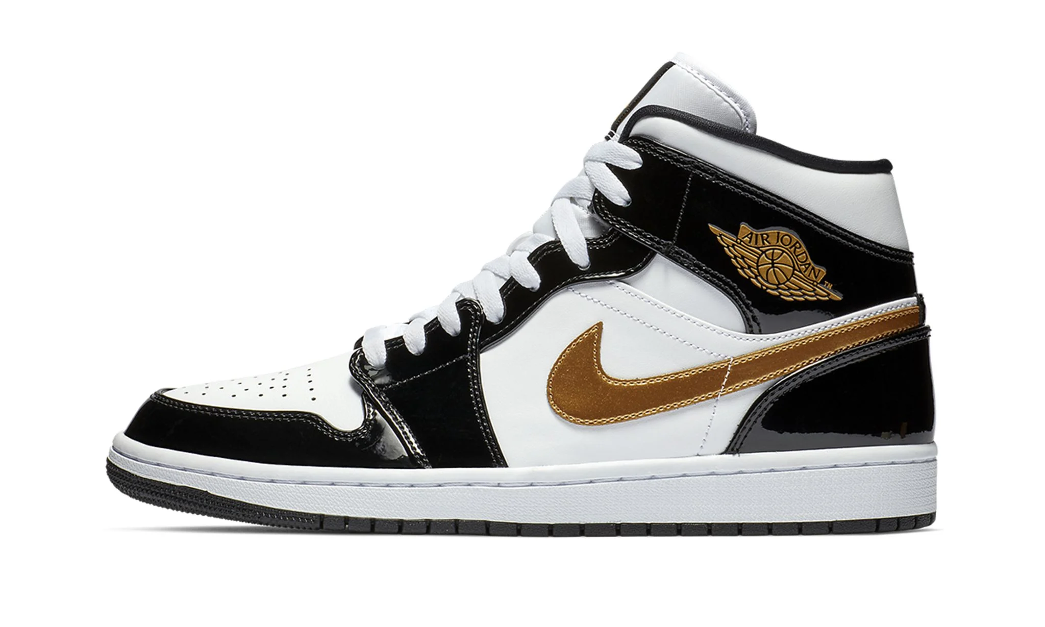 Air Jordan 1 Mid SE 'Black Gold Patent Leather' Reps 